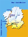 mapa de galicia con autopista A 9  y autovia A 52